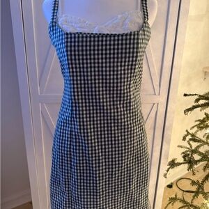 Green and White Gingham Dress with Peekaboo Eyelet Bust